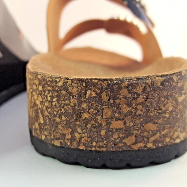 H2K KAREN STONE Buckle Ornament Black Fashion Slides Flip Flops Sandals Bling