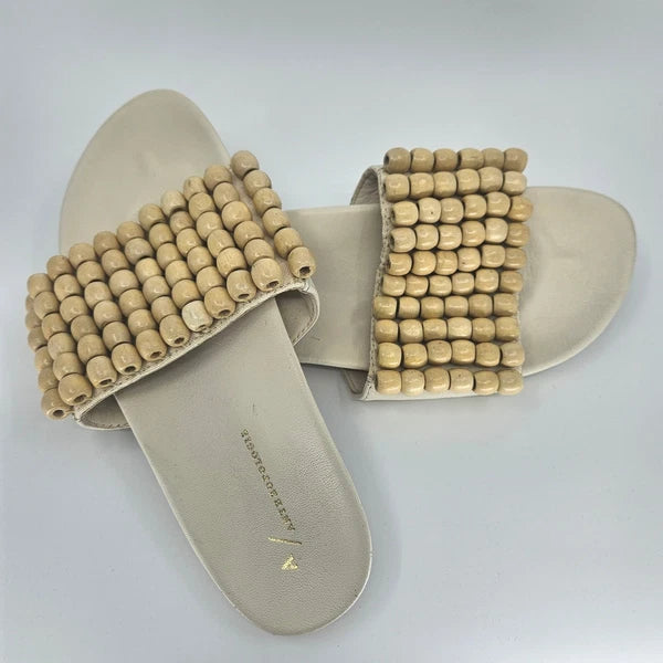 NWOT's Anthropologie Beaded Slide Sandals Casual Summer Slip On Shoes Size 38