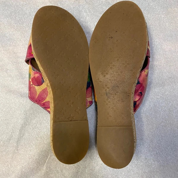 Patricia Nash Women's Luca Wedge Sandals US 10 Floral Leather Cork Feminine