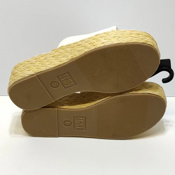 Time And Tru Raffia Platform Slide Sandals Memory Foam Fits True To Size 6 NWT