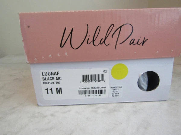 NIB Wild Pair Black Micro Suede Wide Strap 4" Heels Slides Shoes Women's 11 M