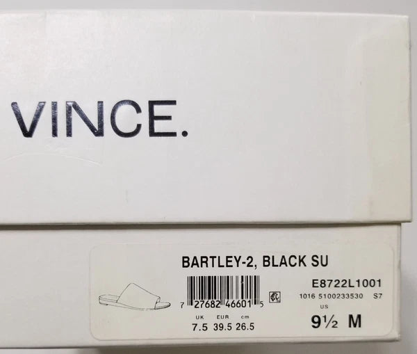 NIB Vince Bartley Suede Leather Slides Sandal in Black Size 9.5 $225