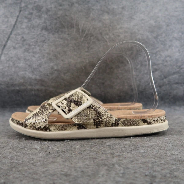 Clarks Shoes Womens 8 Sandal Slides Fashion Snakeskin Platform Juneshell Comfort