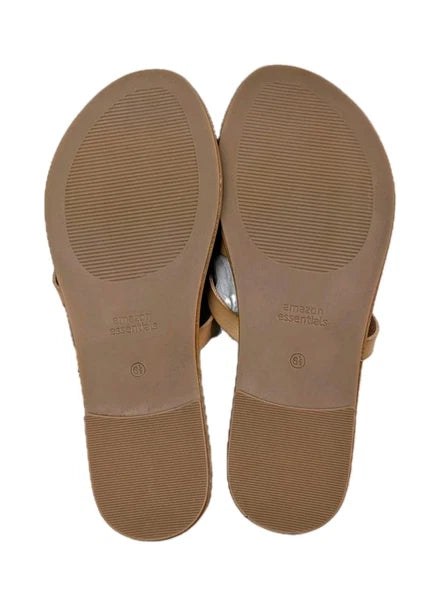 Women's Amazon Essentials Strappy Slide Flat Sandal Thong Toe Flip Flop Size 6.5