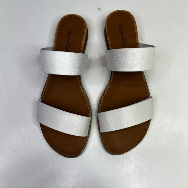 Style & Co Elliee Flat Cushioned sandals white NIB - 5.5