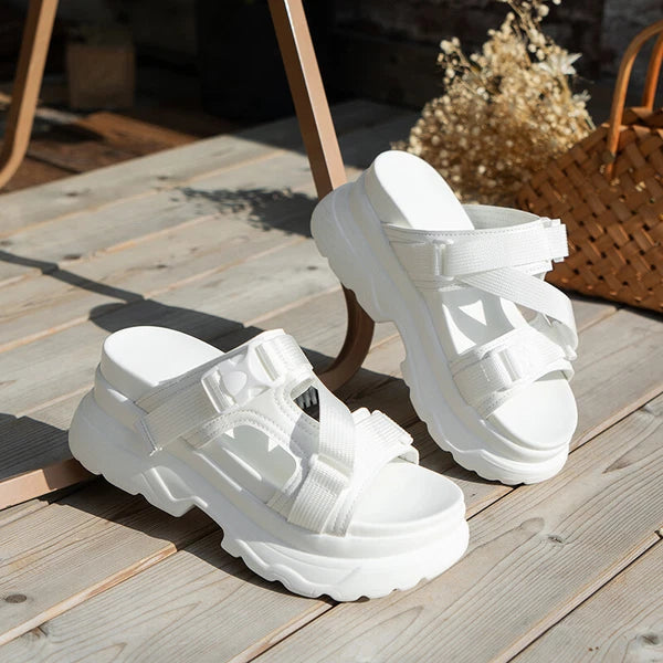 Women's Sandals Ladies Fashion Wedge Platform Slides Slip on Chunky Sandal Shoes