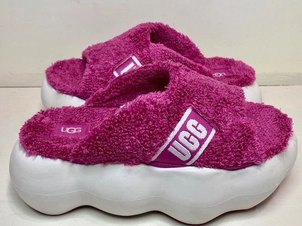 UGG Sugarcloud Logo Platform Sandals fashion terry Slides in Pink Women's Size 8