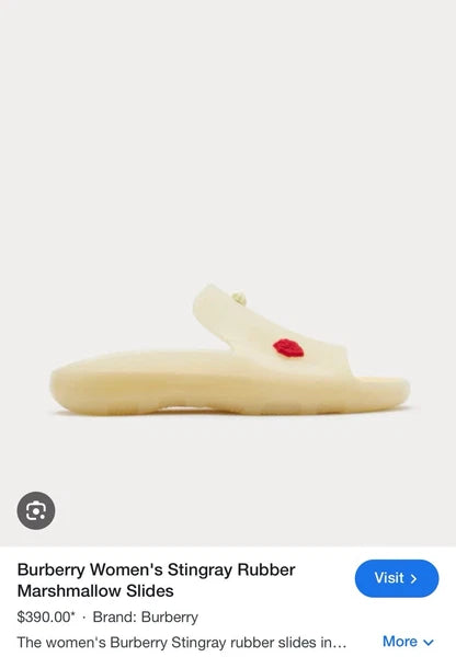 BURBERRY RUBBER SLIDE SANDAL STINGRAY NEUTRAL/MARSHMALLOW WOMENS UK 7 EU 40 US 9