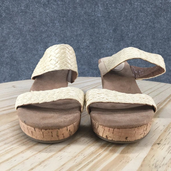 NEW Style & Co Sandals Womens 7.5 M Daliaa Cork Wedge Casual Slip On Slide Beige