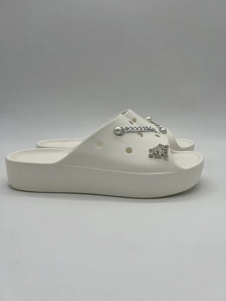 Crocs White Women's Classic Platform Slide With Charms Size 10 Style#:208180