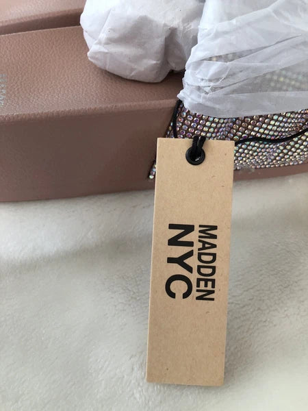MADDEN NYC Bling Embellished Slide Sandals Slip On Size 5 Womens / Girls New