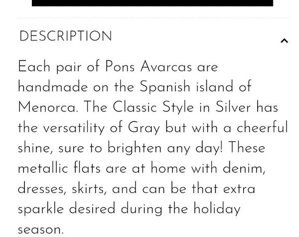PONS Classic Style Metallic Leather Avarca Sandal In Silver Size 6.