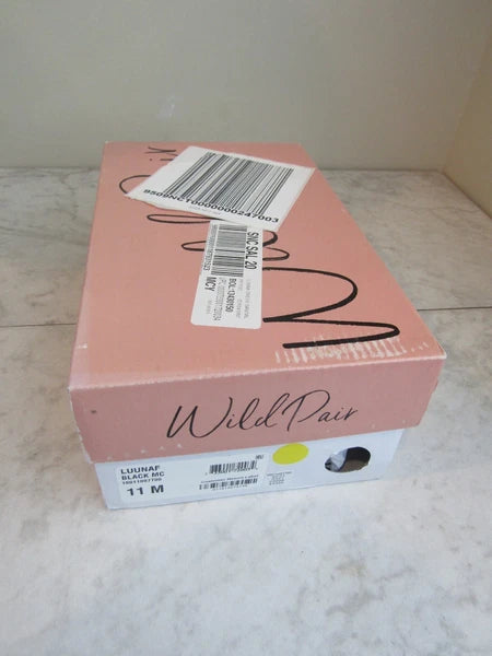 NIB Wild Pair Black Micro Suede Wide Strap 4" Heels Slides Shoes Women's 11 M