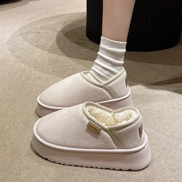 Women Slippers Thick Sole Warm Slides Fashion Comfort Home Shoes Fluffy Plush Li
