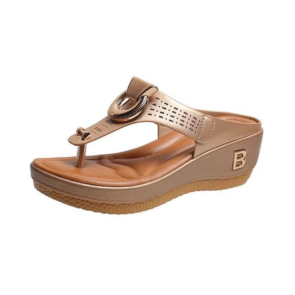 Low-Wedge Women Orthopedic Sandals Casual Flat Shoes Flip Flops Ladies Anti-Slip