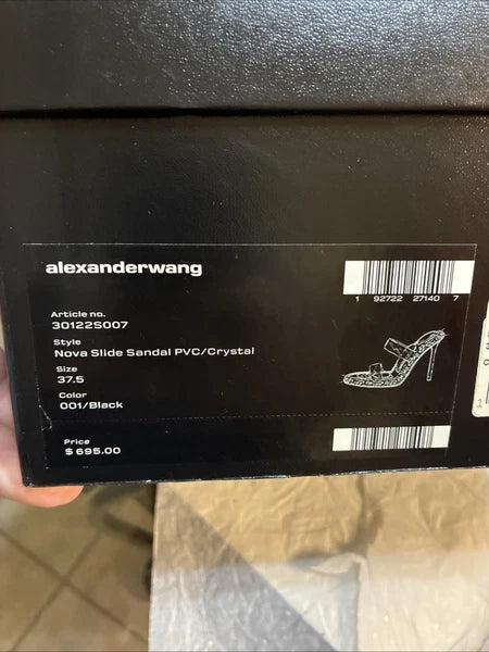 Alexander Wang, Style Nova Slide Sandal PVC/Crystal Size 37.5 New In Box, Tags