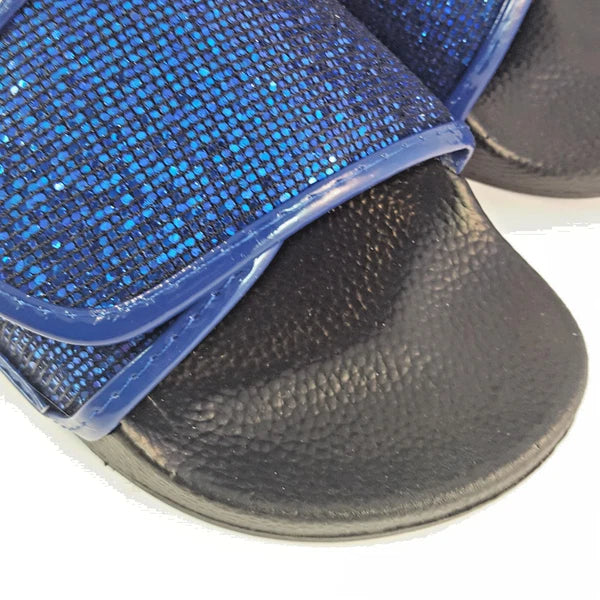 H2K ANNA Glitter Royal Blue Fashion Slides Flip Flops Sandals Bling Glittering