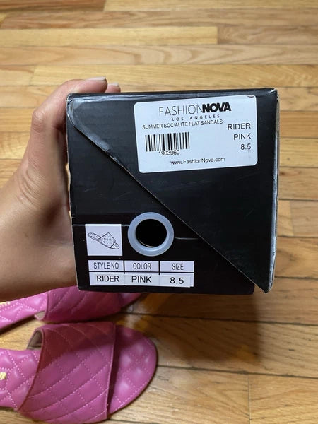 Fashion Nova Azalea Pink Pad Quilt Intrecciato Flat Sandal Slide Size 8.5