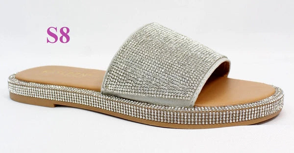 KARAUSA Fashion Bling Rhinestone  2 Buckles Sandal Slides, go to'KARAUSA' store
