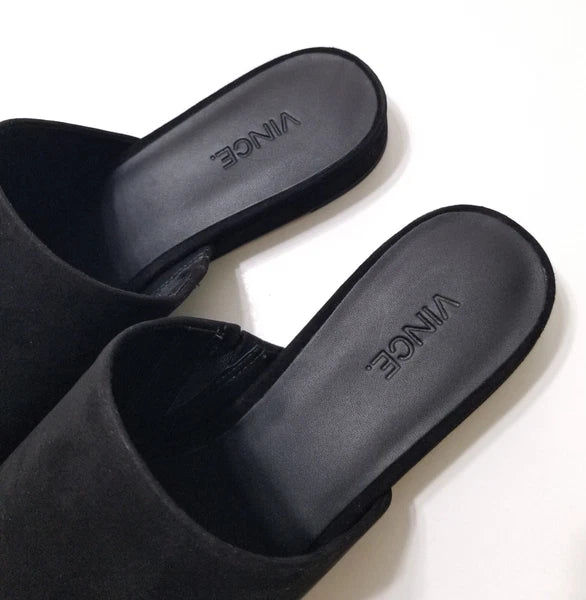 NIB Vince Bartley Suede Leather Slides Sandal in Black Size 9.5 $225