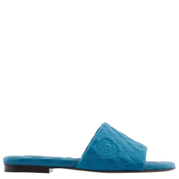 Burberry Leather Quilt Slides In Kingfisher