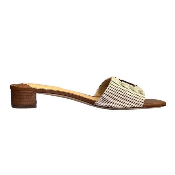 Lauren Ralph Lauren Women's Fay Leather Slide Sandals Brown 6 Preppy Summer