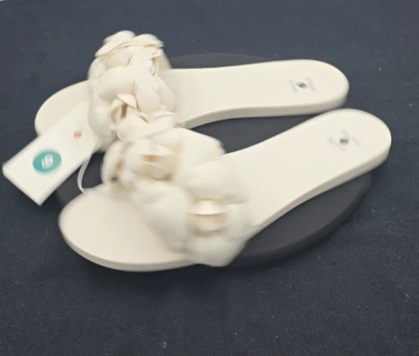 Shade & Shore Floral Slide on Women's Sandals Cream Jelly Style Size 9 - New