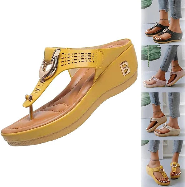 Low-Wedge Women Orthopedic Sandals Casual Flat Shoes Flip Flops Ladies Anti-Slip