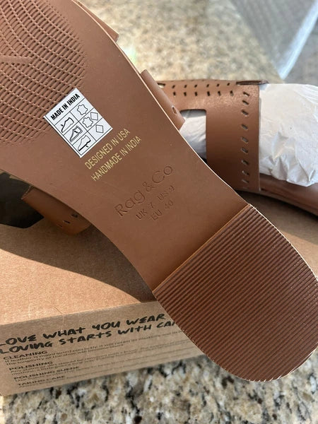 Rag & Co Sandal IVANKA Tan Brown Leather Size 9 New Box Dust Bag Designer Style