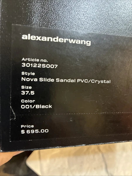 Alexander Wang, Style Nova Slide Sandal PVC/Crystal Size 37.5 New In Box, Tags