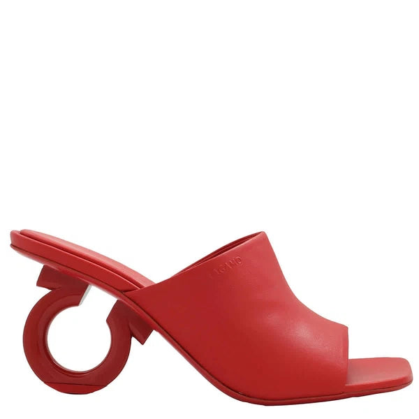 Ferragamo Ladies Red Nappa Astro 70 Elinda Slide Sandals, Size 5