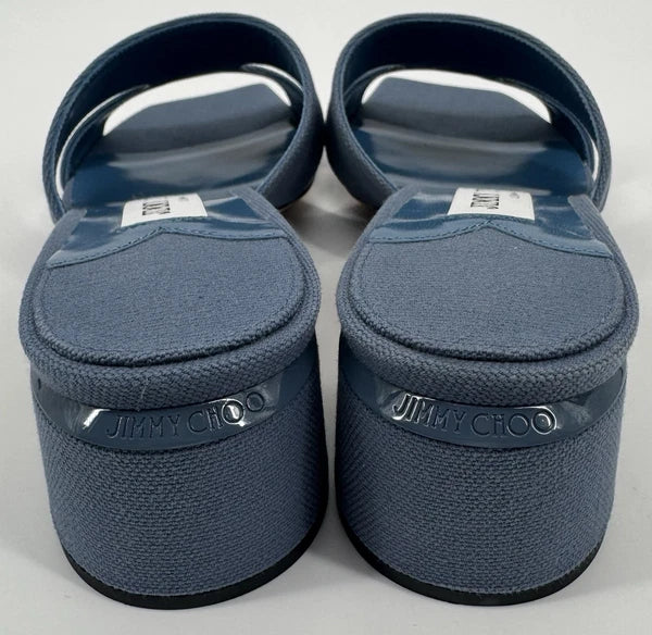 NEW Jimmy Choo Ellison Linen Mule 45 Sandal Denim Blue EU 36 (US 6) Designer