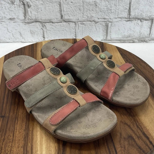 Taos Prize 4 Womens 10 Leather Gem Strappy Comfort Fashion Slides