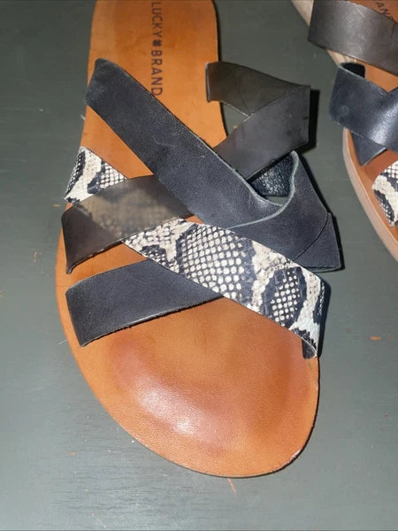 Lucky Brand Women’s Strapped Snake print Sandal Size 7M
