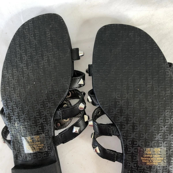 Sam Edelman Shoes Womens Size 7.5 Black Studded Leather Slides Sandals BEATRIS