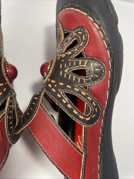 Elite Corkys Mule Sandal Women's Size 9.5/40 Red Stone Multicolor Leather Clog