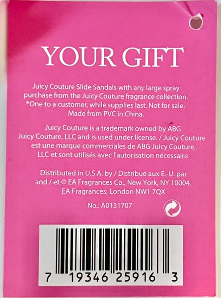 Juicy Couture Women’s Hot Pink Slide Sandals Size US 9–10 (EU 40) Promo Gift NEW