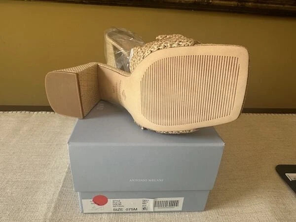 ANTHROPOLOGIE ANTONIO MELANI POLLIE STYLE NATURAL SANDALS SIZE 7 1/2 M