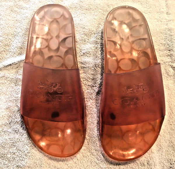 Coach Ulyssa Rubber Slide Sandals Womens 6B Tangerine, Open Toe New