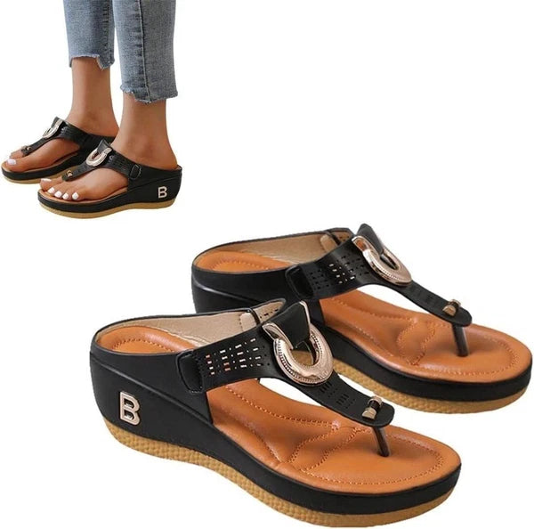Low-Wedge Women Orthopedic Sandals Casual Flat Shoes Flip Flops Ladies Anti-Slip