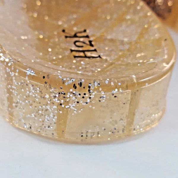 H2K CANDY Rose Gold Color Glitter Beads Fashion Slides Flip Flops Sandals Bling