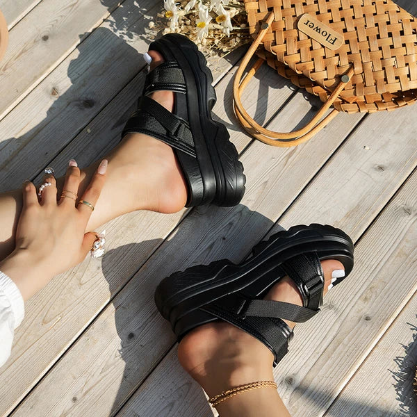 Women's Sandals Ladies Fashion Wedge Platform Slides Slip on Chunky Sandal Shoes