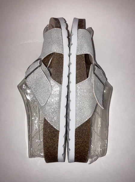 Sonoma Silver Suede Buckle Slide Footbed Sandals Size 7.5 Style Tarragon NEW