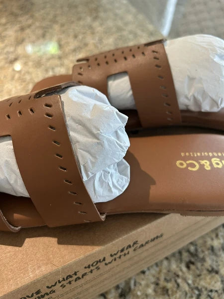 Rag & Co Sandal IVANKA Tan Brown Leather Size 9 New Box Dust Bag Designer Style