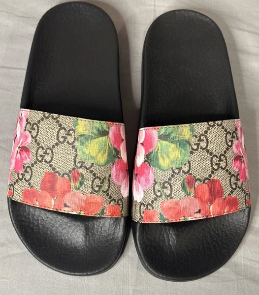 Gucci GG Bloom Supreme Floral Slides Women’s Size 34 (US 4) Authentic
