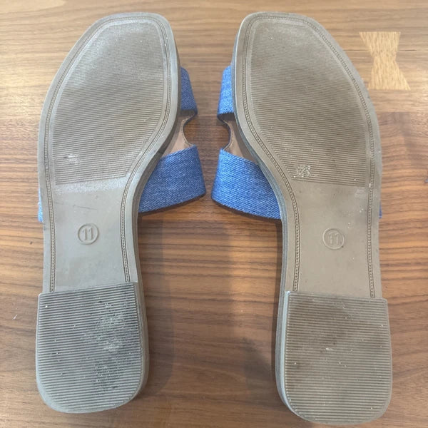 A New Day Women's Blue Slide Sandals with H-Style Strap Size 11