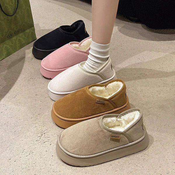 Women Slippers Thick Sole Warm Slides Fashion Comfort Home Shoes Fluffy Plush Li