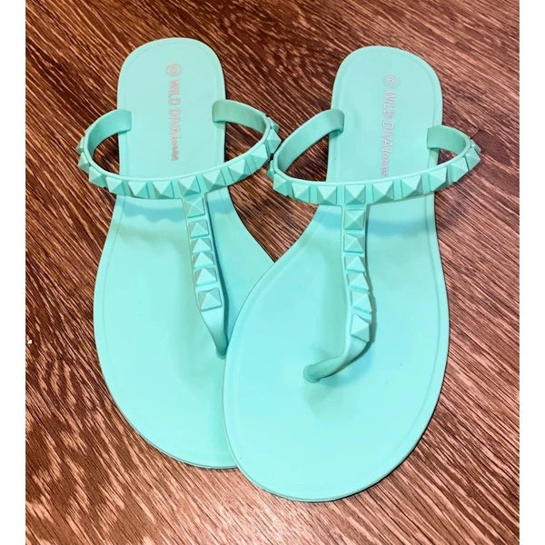 3x Pairs 6 Fashion Nova Pink Mint Green Jelly Cuban Matte Slide Sandals Flats