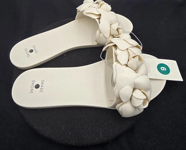Shade & Shore Floral Slide on Women's Sandals Cream Jelly Style Size 9 - New
