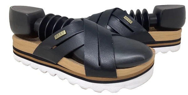 Reef Women's Kaia Criss Cross Comfort Slip On Slide Sandals Black Size:8 128L